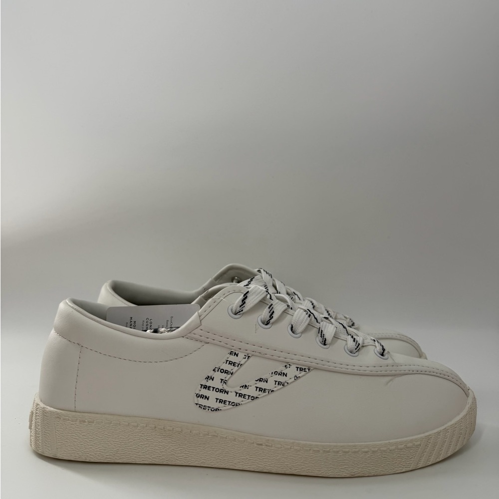 Tretorn Nylite Plus White Logo Print Leather Sneakers